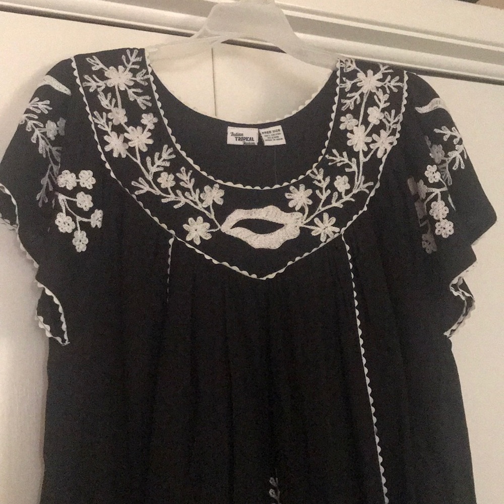 Black Mexican embroidered dress